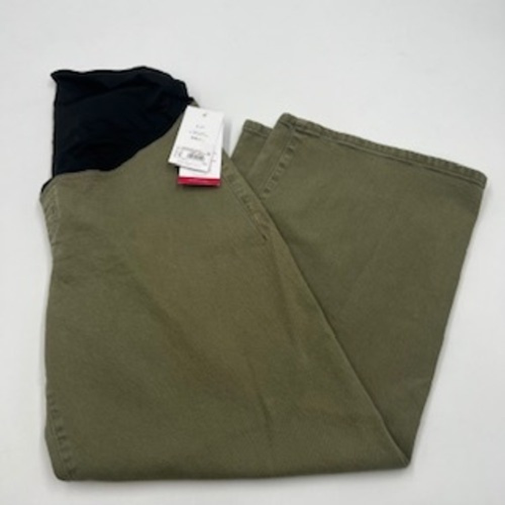 Isabel by Ingrid‎ & Isabel Womens Maternity Wide Leg jeans Olive Green Size 8 27